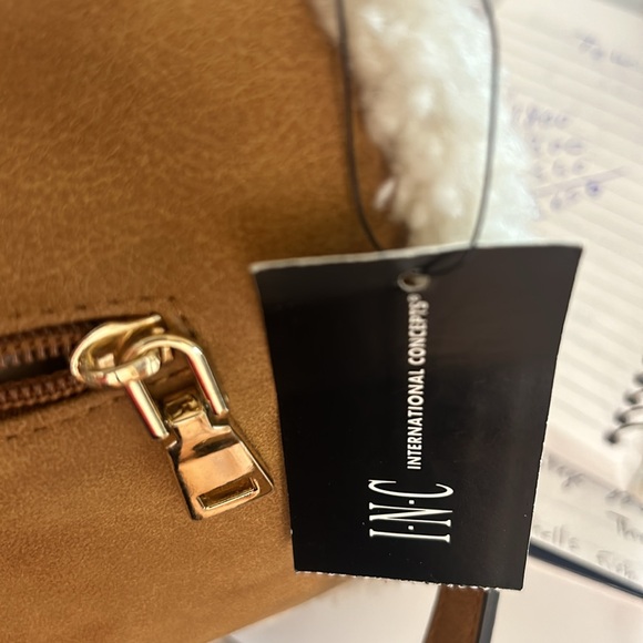 INC INTERNATIONAL CONCEPTS ZAREE FAUX FUR SHOULDER BAG IN TAN COLOUR - Picture 11 of 11